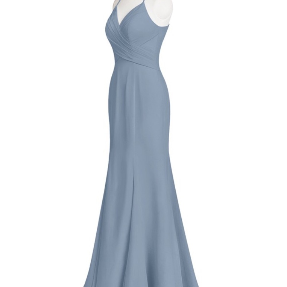 Azazie Caroline dusty blue bridesmaid dress